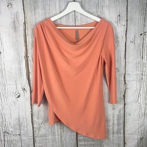 Last Tango 3/4 Sleeve Asymmetrical Jersey Top